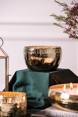 Jali Cutting Bowl Candle | Gold | Oud Rose