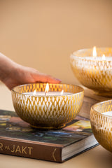 Gilded Grain - Cut Bowl Candle | Gold | Nordic Woods