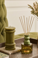 Modern Duo - Pillar Candle (S) & Diffuser | Olive Green | Sage Cleanse